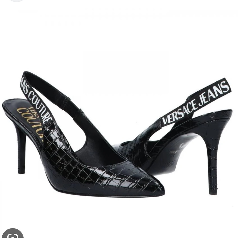 Versace Jeans Couture Fondo Scarlett Cocco sling back heels 38 black